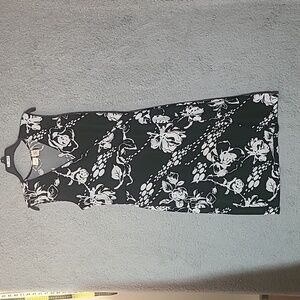 MERONA Black & White Floral Faux Wrap Dress Size M SKU 004